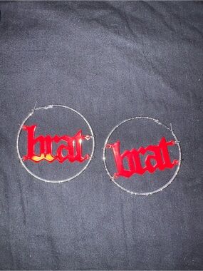 Spencer's Red "brat" Hoop Earrings